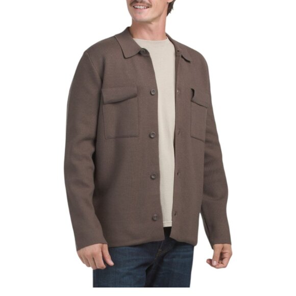 ELIE TAHARI Mocha Full Button Collared Sweater - Picture 1 of 2